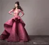Glamorösa asymmetriska Saudiarabien Aftonklänningar Lace Appliqued Långärmade Tulle Tulle Prom Dress Fantasy Couture Ball Gown Evening Dresses