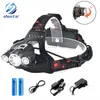 Shustar LED Head Lamp 3x T6 3 Lamps 4 Dimmable Mode Waterproof 10000LM LED Flashlight Fishing light Car-charger Rechargeable Battery