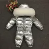 Heiße Winter Baby Kleidung Kleinkind Jungen Mädchen Overalls Baby Strampler Ente Unten Overalls Mit Kapuze Weiß Pelz Kragen Kinder Oberbekleidung Kinder schneeanzug