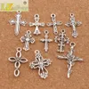 100pcs/lot Cute Flower Design Cross Charm Beads 10Styles Mic Tibetan Silver Pendants Jewelry DIY Findings Components LM45