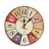 Retro Cirkel Wanddecoratie Horloge Vintage Woondecoratie Wandklok met Romeinse nummer Silent Decoratieve wandklok