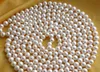 LONG 100" 8-9MM RONDE BLANCHE COLLIER DE PERLES DE CULTURE