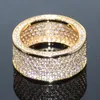 60% Promotie Drop Handgemaakte Mode-sieraden 10KT Geel Goud Gevuld Pave Volledige Witte Saffier CZ Diamant Edelstenen Cirkel 316v