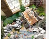 Bodenmalerei 3D-Tapete Park Stone Creek Tintenfisch Badezimmer 3D-Bodenbelag Wandbild-3D PVC-Tapete Selbstklebende Bodentapete-3D