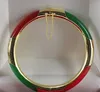 MultiColor Green Black Red Purple Pink Jade Agate 18KGP Clasp Bangle Bracelet8971687