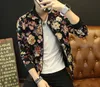 Jaquetas Masculinas Masculinas Jaqueta Bomber Estampada Flor Primavera Outono Slim Fit Casaco Fino Masculino Casual Outwear Tamanho Asiático