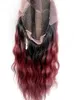 Virgem Humana Remy Brazilian Wave Hair Lace Front Wigs Ombre T1B / 99J Natural Preto / Borgonha Cor