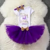 Baby Girls Clothing Sets Summer It's My 1/2 First Second Birthday Romper Sequin Bow Headband Tutu Skirt Newborn Baby Clothes 4 Colors