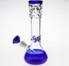 Blue Glass Bongs Joint 14.4mm Downstems Bowl 32cm In-Line Percolato Billiga Hookahs Handhållen Olje Riggar Glas Bong Smokng Vattenrör