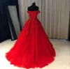 Red Dress A Line Off Shoulder Plus Size Wedding Dresses Beaded Lace Appliques Tulle Zipper up Colorful Bridal Gowns Custom Made