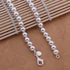 Plaqué argent sterling 925 6MM chaîne de perles collier collier boucles d'oreilles mode bijoux ensemble livraison gratuite 5set / lot