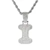 Silver 26 Lettres pour le choix Bubble Letter Pendant Collier avec micro-pave Cumbic Zirconia Hip Hop Chain Collier pour hommes Unisexe J1750198