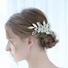 Colore argento fiore copricapo da sposa gioielli per capelli cablato a mano foglia pettine per capelli accessori per capelli da donna