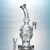 Clear 9 Inch Hookahs Faberge Fab Egg Percolator Recycler Bong Water Pipes Swiss Perc Dab Rigs Smoking Glass Bongs Waterpipe Oil Rig With 14mm Bowl Piece