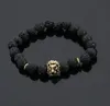 Pulsera de cabeza de león de piedra volcánica pulseras de cuentas de meditación de Buda de moda para hombres joyería de declaración oración envío gratis