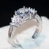 2018 New Arrival Victoria Wieck Lovers' Band Ring for Women Luxury Jewelry 925 Sterling Silver Three Stone Round Shape 5A Topaz Wedding Ring