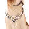 Top quality 19mm 12~34 inch Gold Silver Tone Double Curb Cuban Pet Link Stainless Steel Dog Chain Collar Wholesale Pet Necklaces