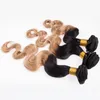 Kroppsvåg # 1b / 27 Honey Blonde Ombre Silk Base Closure 4x4 med vävningar Ljusbrun Ombre Virgin Malaysian Human Hair Buntles Deals