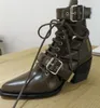 2018 가을 부츠 버클 스트랩 두꺼운 발목 부츠 앵클 부츠 point toe 오토바이 부츠 Shoes 여성 Roma booties cuts 파티 신발