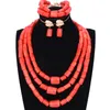 Chunky Original Coral Beads Jóias Conjunto para Casamentos Nigerianos Laranja ou Vermelho Mulheres Africanas Colar Noiva Bridal Jóias
