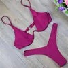 Tire -tanga de corte de alto traje de banho de alta cintura roupas de banho sólida feminina Brasquini Biliiny Swim Beach Micro Bikini Set5832116