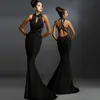 2018 New Luxury white Prom Dresses red black Mermaid V Neck Sexy African Prom Gown backless Special Occasion Dresses Evening Wear long skirt