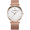 ONTHEEDGE Stainless Steel Milanese Band Watch Men Rose Gold Applied index Japan Quartz Movement Accurate Time Male Watch
