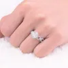 Estampado 10kt 8 $ Real Sólido 100% 925 Anillos de bodas de plata esterlina Joyería para mujer Marca 2ct Anillo de compromiso de diamante simulado