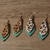 Neue Ankunft Druck Leopard Tropfen Ohrringe Herbst Winter Doppelschichten Blatt Echte Leder Drop Ohrringe Für Frauen Geschenk Großhandel