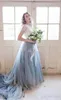 2018 New Boho Beach Wedding Dresses Short Sleeves Chapel Train Lace Top Bohomian Country Cheap Bridal Wedding Gown