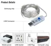 5m 10メートルLEDストリングライトUSB 8機能スライバワイヤリモコン妖精ライトLEDクリスマスライト結婚披露宴の休日の装飾