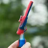 Silicone hand pipe with Iron bowl 110mm length mixed color gun smoking new type fast