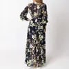 MCCKLE Women Floral Print Bohemia Beach Long Dress Spring Summer Plus Size Chiffon Maxi Dress Long Sleeve 4 Colors Woman Dresses