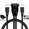 2 portar Dual USB 3.0 Extension Aux Flush Dashboard Bilmonterad förlängningskabel för biltruck båt motorcykel instrumentbräda 1m