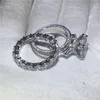 Choucong Eyfel Tower şekil yüzüğü 8CT 5A Zircon CZ 925 STERLING Gümüş Nişan Düğün Band Yüzükleri Kadınlar için Set Gelin Bijoux S1241Z