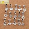 Antiqued Silver Assorted Heart Dangles Legering Losse Kralen Fit Europese Charme Armband Sieraden DIY Metal BM6 150PCS / Part