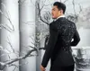 2019 Dernière Marque Designer Hommes Costumes Deux Pièces (Blazer + Pantalon) Tuxedos Noir Châle Revers Un Bouton Avec Paillettes De Mariage Hommes Costumes