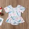 2018 Yeni Bebek Kız Giyim Yaz Yunuslar Mermaid Baskı Yenidoğan Bebek Kız Romper Elbise Sunsuit Tulum Kıyafet Çocuk Giysileri Bebek Onesies