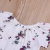 Pusehy Spädbarn Baby Barn Ruffles Kortärmad Bomull Floral Toppar Romper Suspender Klänning Overaller Outfits Nyfödda Tjejer Tyg Set