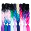 Fios de Seda quente Ombre Kanekalon Jumbo Sintético Trança de Cabelo Crochet Extensões de Cabelo Louro Tranças Jumbo Penteados