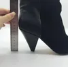 2018 Hot Simple Suede Leather Patchwork Botki Damskie Wskazane Toe Krótkie Botki Spike High Heels Boot Jesień Slip On Buty Wedge