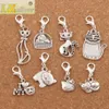 Mix Cat Basket Cats Animal Clasp European Hummer Trigger Clip on Charm Beads Antique Silver CM27 LZSILVER smycken Fynd Compon4970137