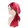 Foulard imprimé à volants, chapeau de chimio, Turban, couvre-chef pré-attaché, Bandana, casquette de Cancer, chapeaux Turban en Satin, 8 couleurs, nouvelle mode