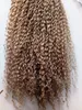 Extensiones brasileñas del pelo rubio humano rizado grueso virginal de la Virgen del pelo de la trama Gruesos paquetes rizados cabeza completa