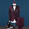 2019 Groom Tuxedos Wedding Suits Groomsmen Man for Young Man Prom Suits JacketPantsvest Bow Tie Burgundy Custom Made Plu4632023