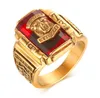 Stainless Steel Red black green blue Rhinestone 1973 Walton Tigers Signet Ring for Men 18K Gold Plated Size 7-112114