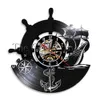 1Piece Anchor Ship Bussola navale Orologio da parete personalizzato Marinai Wall Art Music Record Orologio regalo per i viaggiatori