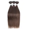 Pocałunek włosów kolor 4 czekoladowe brązowe proste włosy 3 wiązki z koronkowym zamknięciem surowe dziewicze Indian Remy Remy Human Hair Extensions6467189