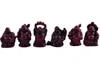 6 Petites Figurines Bouddha Feng Shui Résine Palissandre