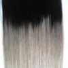 Ombre Micro Loop Hair Extensions 100g Micro Loop Ring Hair Extensions Grey Virgin Hair 100g / PC 8 "- 26"